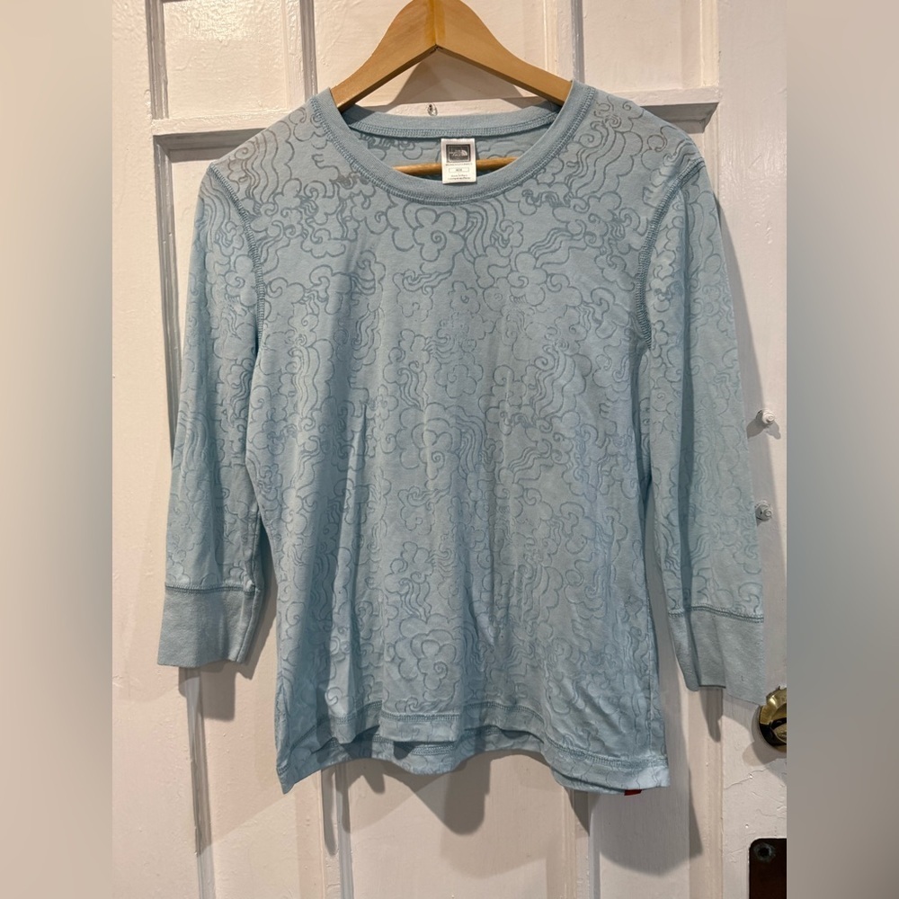 The North Face Light Blue Patterned Long Sleeve Top